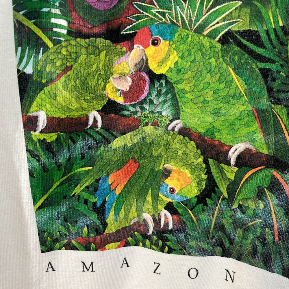 Amazon Parrots Tropical Jungle Long Sleeve Tee Shirt 1992 Firefly Studios Birds - Picture 8 of 17
